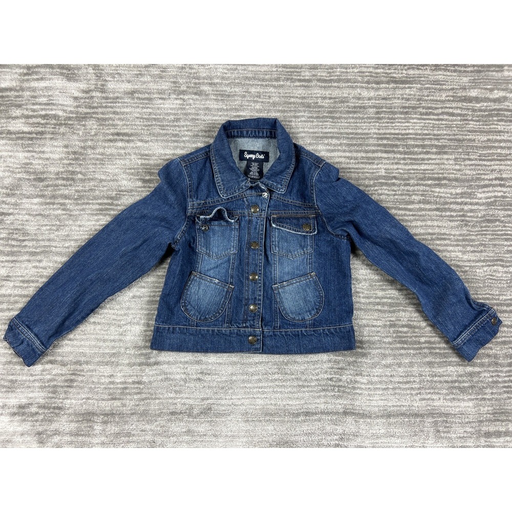 Squeeze Girls Denim Jacket Girl M 10 Blue Butterfly Graphic Y2K Trucker 4FJ646FK